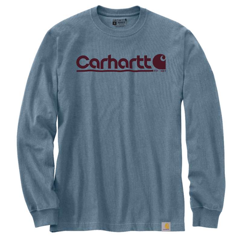 Carhartt  Thundercloud Heather Relaxed Fit Heavyweight Long-Sleeve Logo Graphic T-Shirt