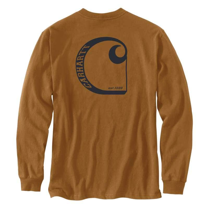 Carhartt  Carhartt Brown Relaxed Fit Heavyweight Long-Sleeve Pocket C Graphic T-Shirt