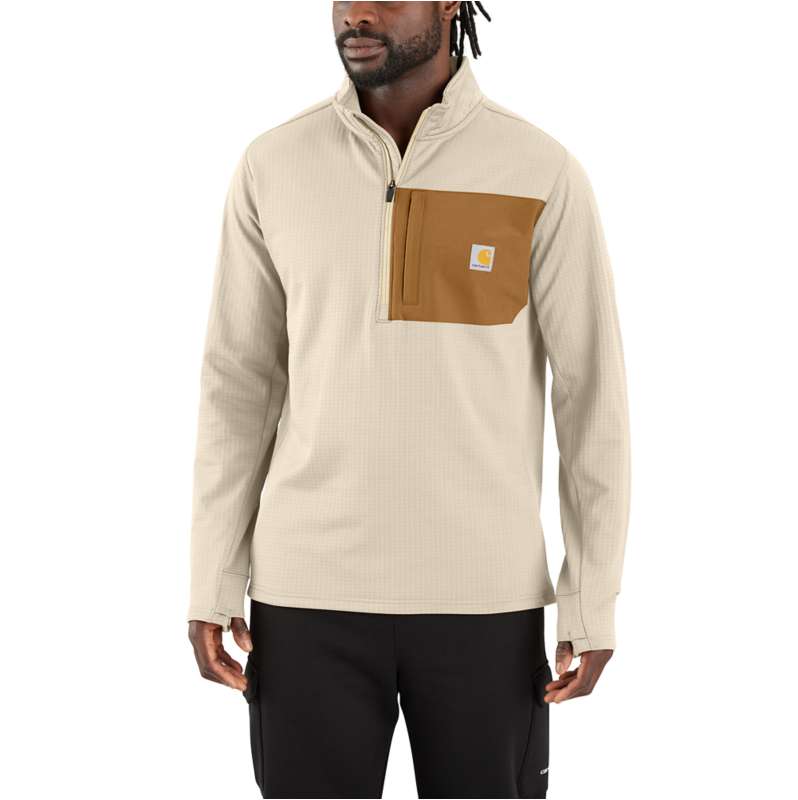 Carhartt  Oat Milk Carhartt Force® Relaxed Fit Mock Neck Half-Zip Shirt