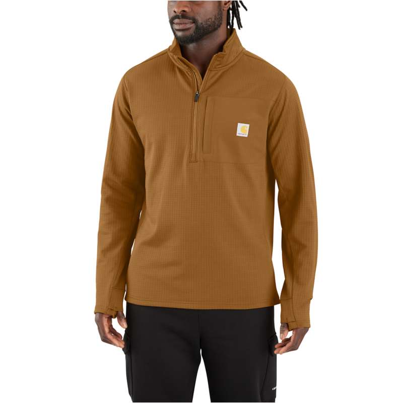 Carhartt  Carhartt Brown Carhartt Force® Relaxed Fit Mock Neck Half-Zip Shirt