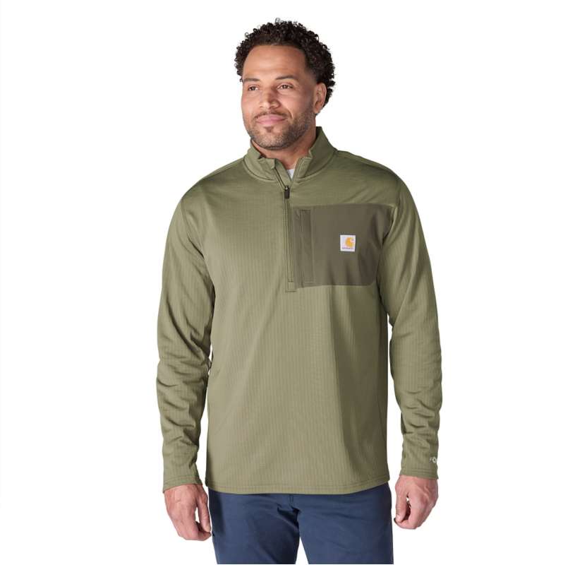 Carhartt  Dusty Olive Force Ironwood Relaxed 1/2-Zip Mock Neck