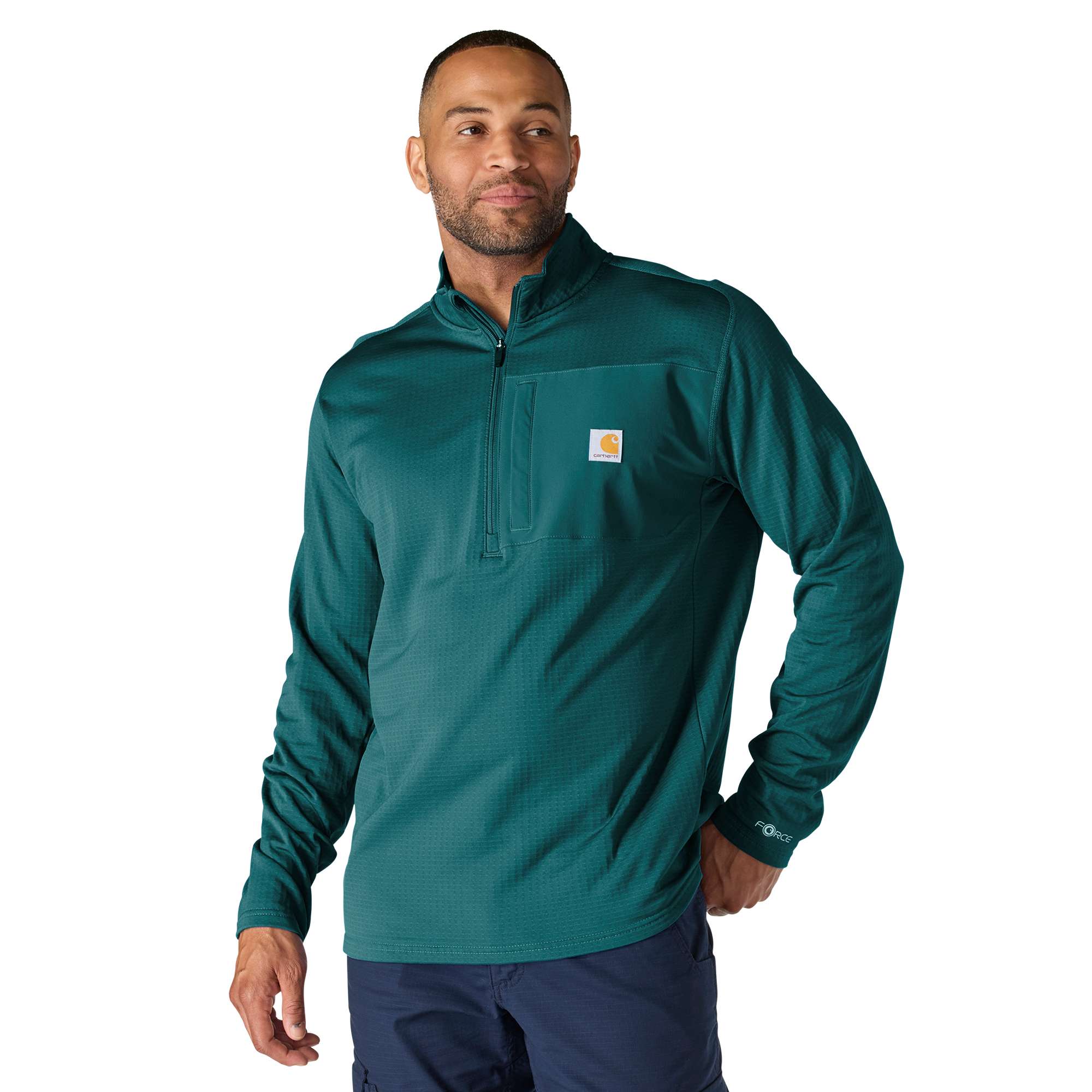Additional thumbnail 1 of Carhartt Force® Relaxed Fit Mock Neck Half-Zip Fleece-Lined Shirt