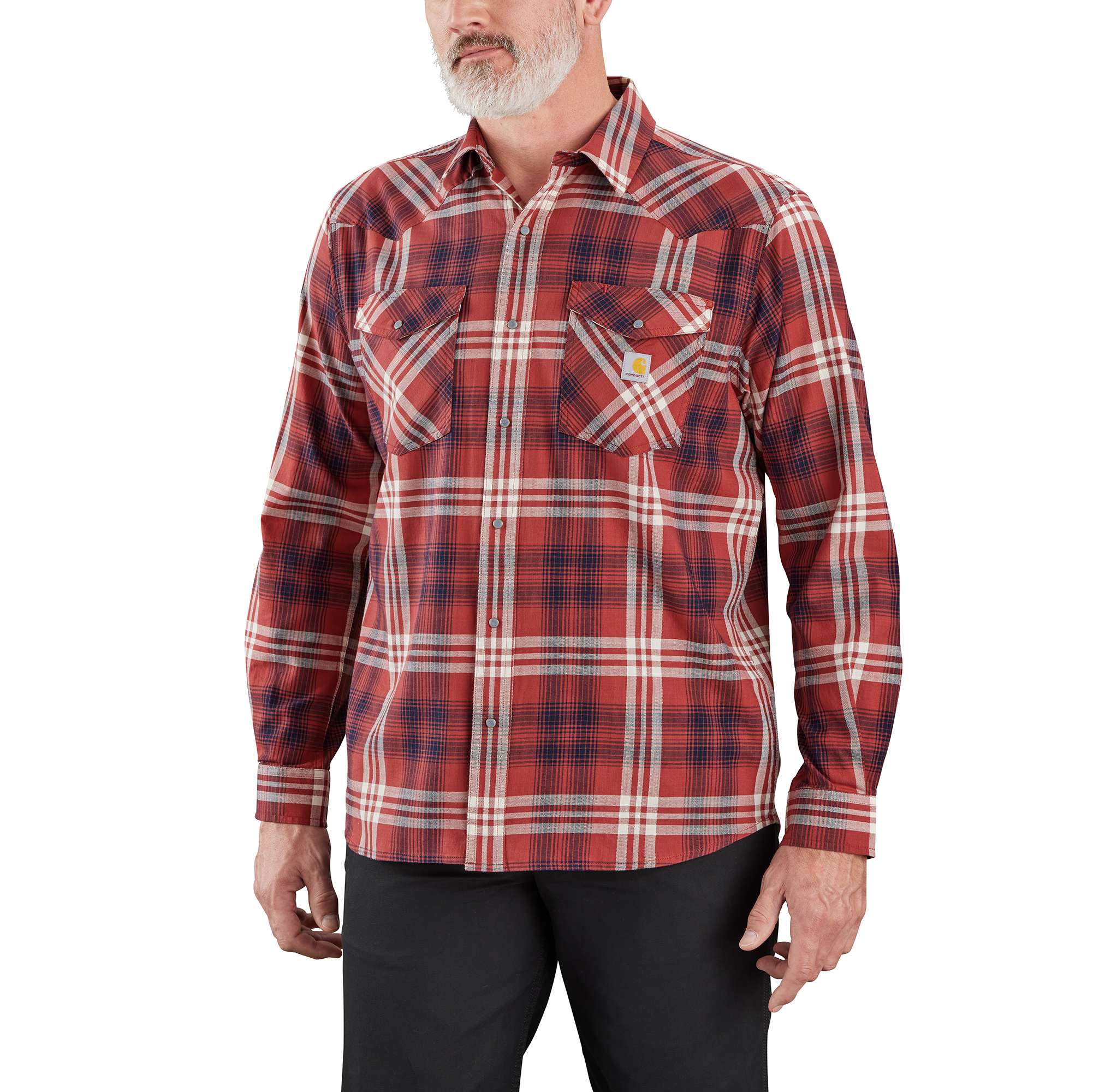 Carhartt Montana Rugged Flex Relaxed Fit Lightweight Long-Sleeve Snap-Front Plaid Shirt