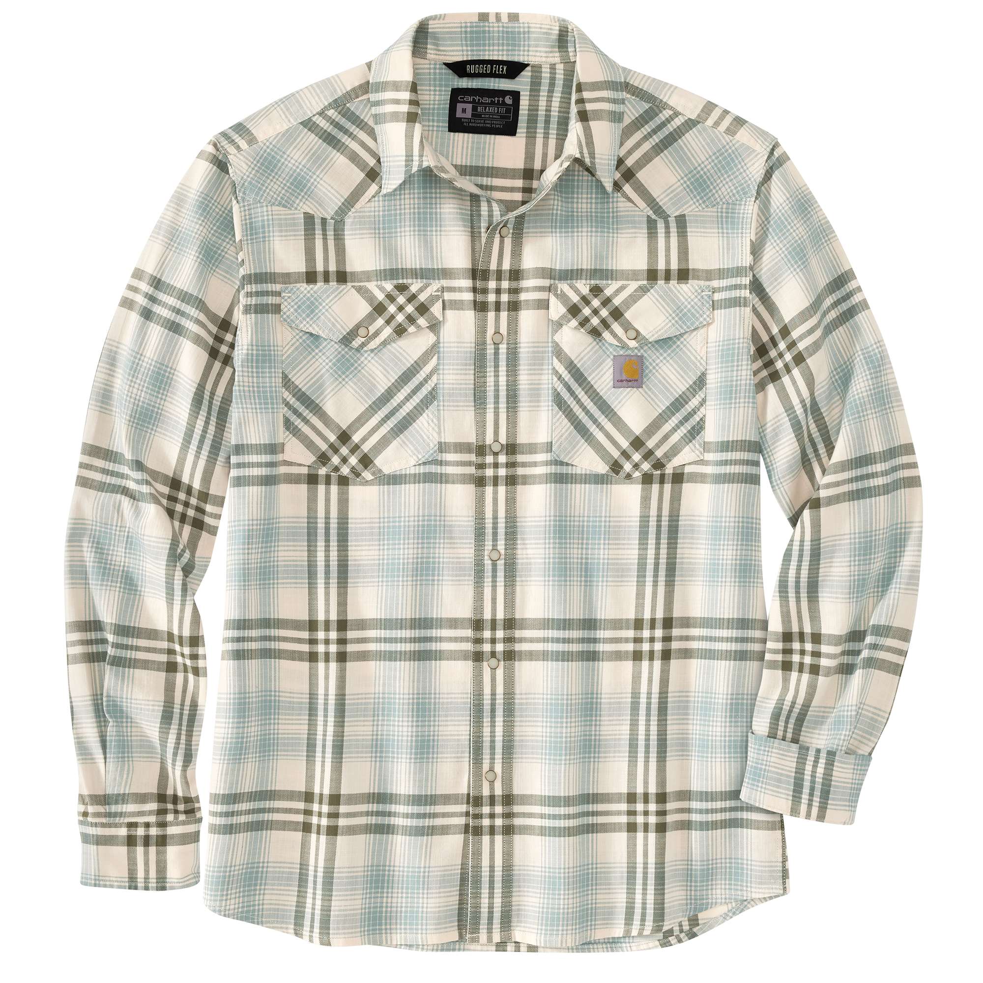 Carhartt Montana Rugged Flex Relaxed Fit Lightweight Long-Sleeve Snap-Front Plaid Shirt