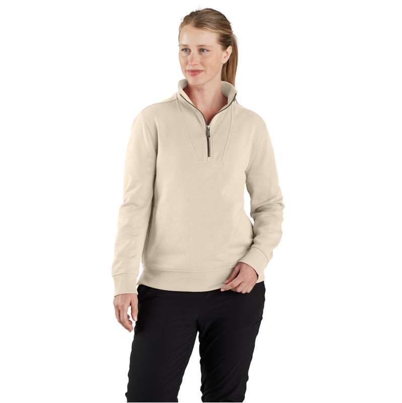 Carhartt  Oat Milk Women's TENCEL™ Fiber Series Relaxed Fit Half-Zip Sweatshirt
