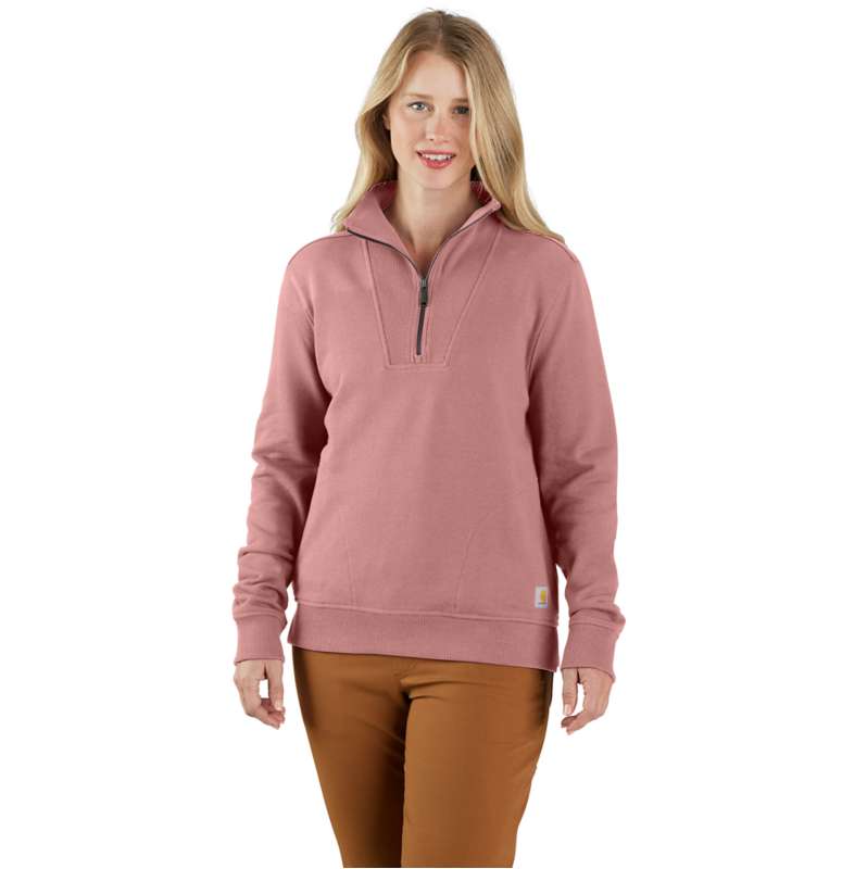 Carhartt  Rose Tint Women's TENCEL™ Fiber Series Relaxed Fit Half-Zip Sweatshirt