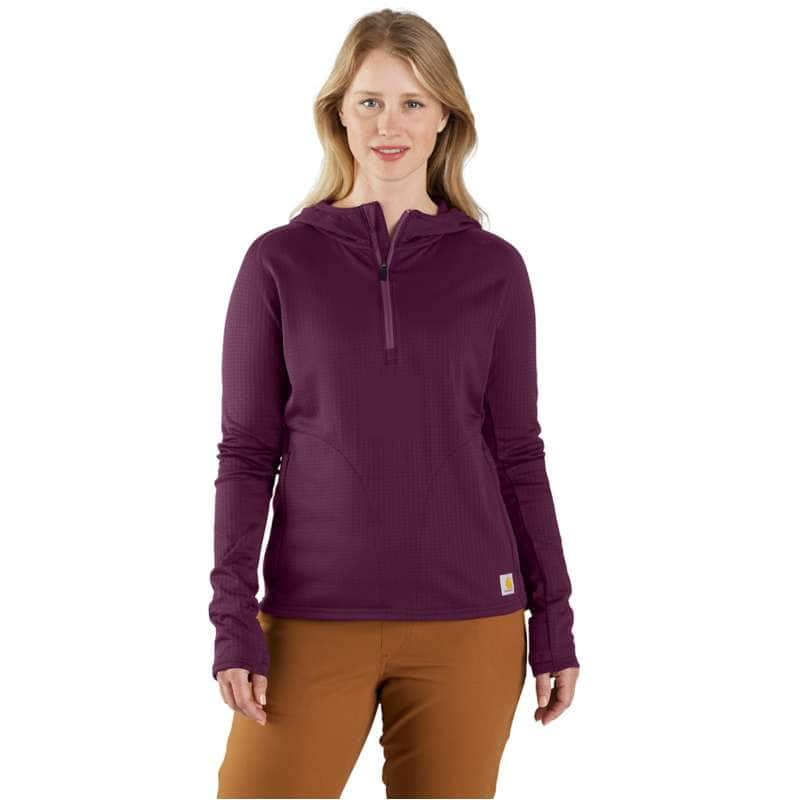 Carhartt  Eggplant Women's Carhartt Force® Relaxed Fit Half-Zip Hooded Pullover