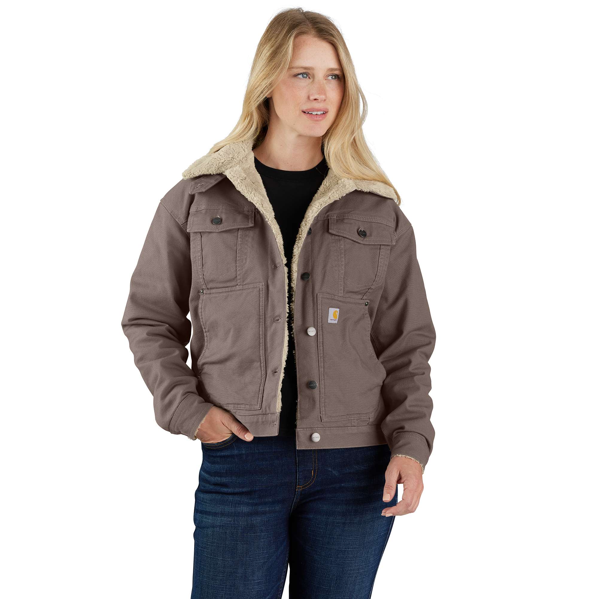 Additional thumbnail 1 of Women's Rugged Flex® Loose Fit Canvas Sherpa-Lined Jacket - 2 Warmer Rating