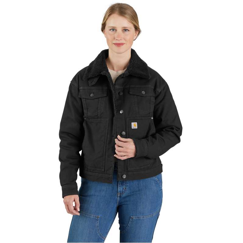 Carhartt  Black Women's Rugged Flex® Loose Fit Canvas Sherpa-Lined Jacket - 2 Warmer Rating