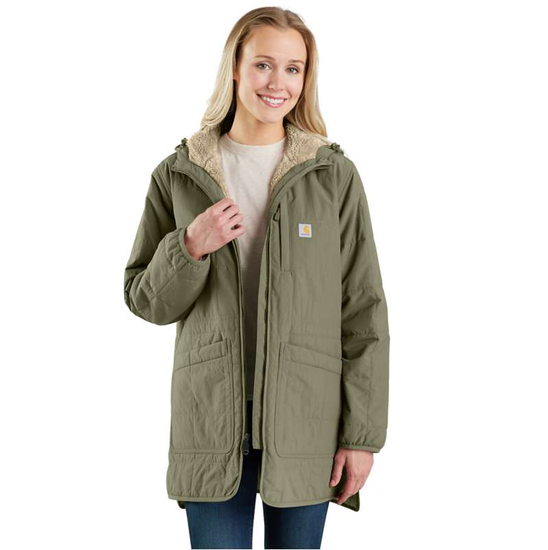 Carhartt  Dusty Olive Women's Rockford Loose Fit Lightweight Insulated Hooded Coat - 4 Extreme Warmth Rating