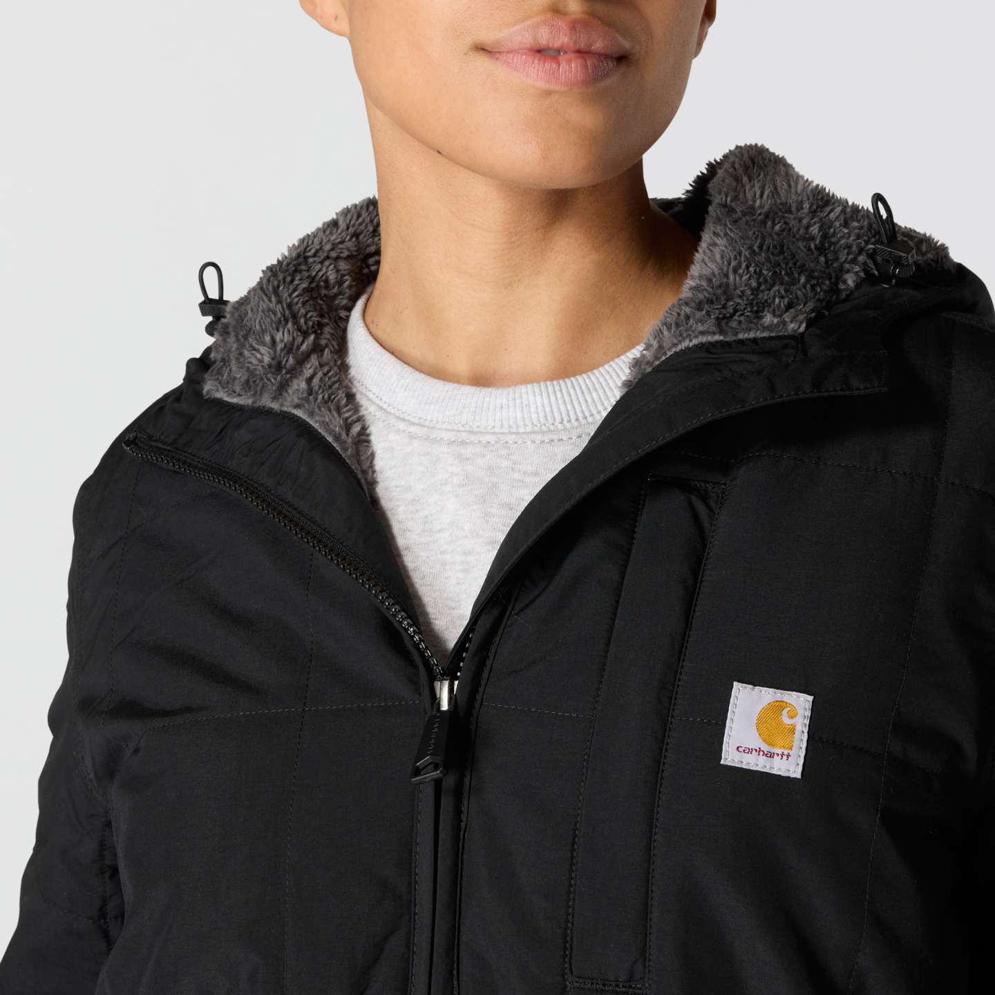 Женское пальто Carhartt Rockford Loose Fit Lightweight Insulated Hooded Coat - 4 Extreme Warmth Rating, цвет: Чёрный — фото 3