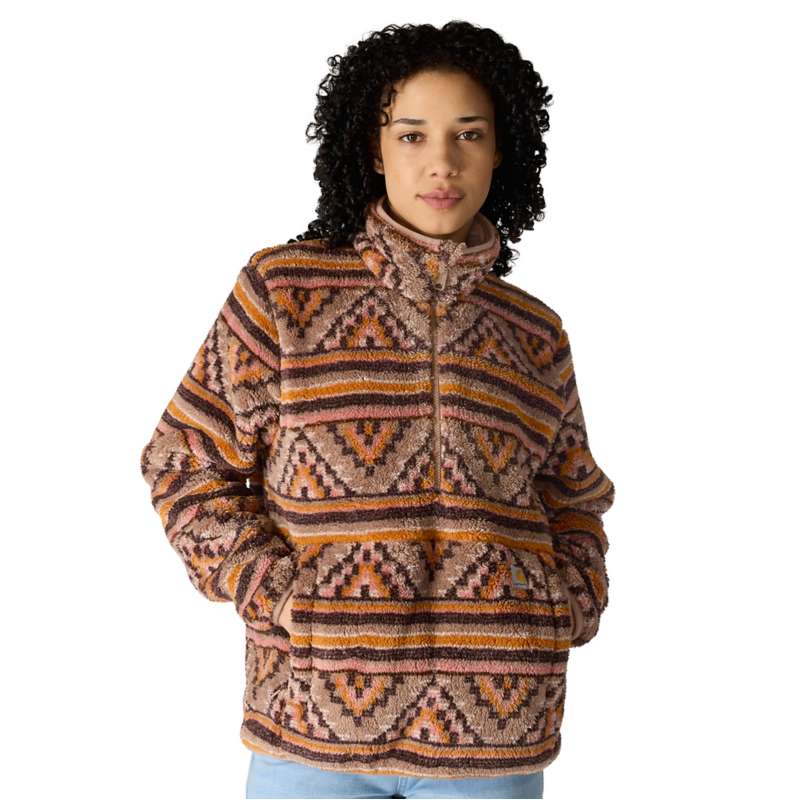 Carhartt  B Yellowtail Mountain Print Dark Sepia Women's Loose Fit Fleece Pullover - 3 Warmest Rating