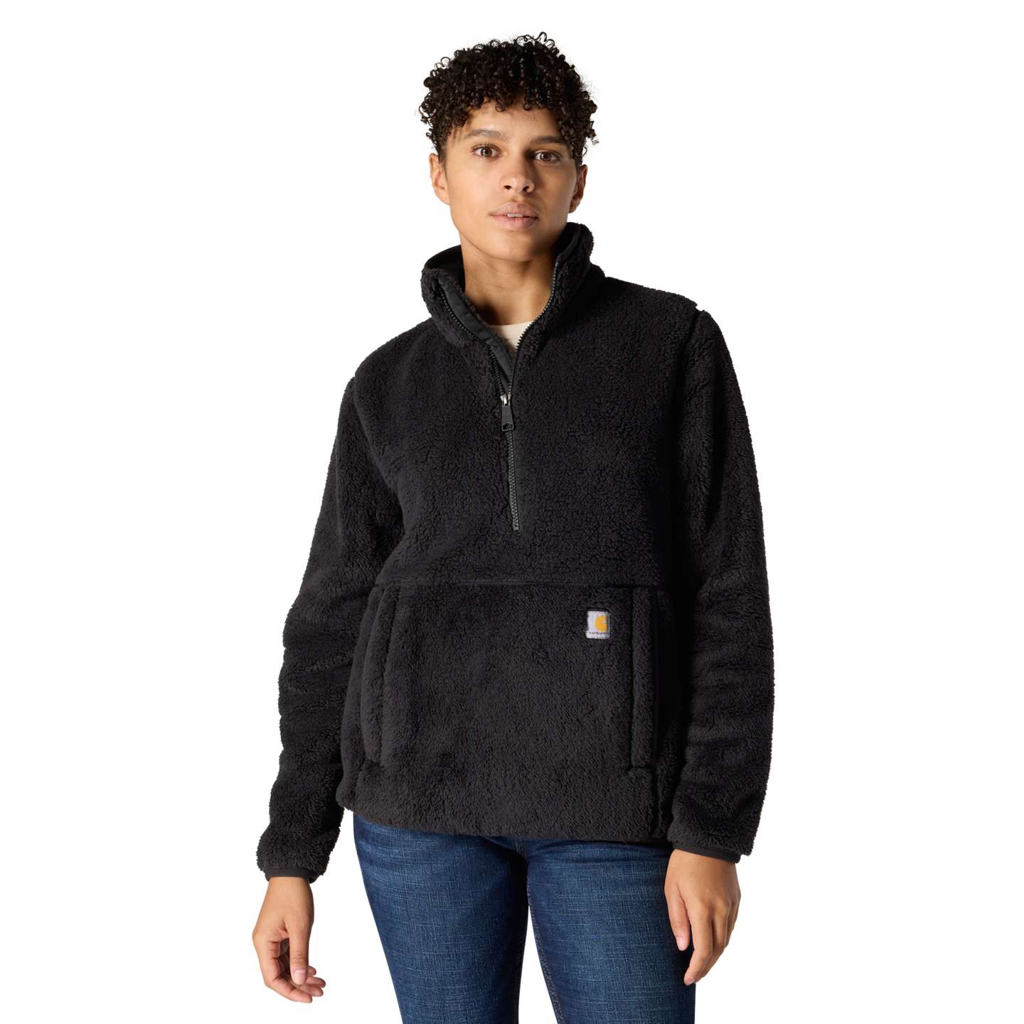 Женский свитер Carhartt Loose Fit Fleece Pullover - 3 Warmest Rating, цвет: Чёрный — фото 1
