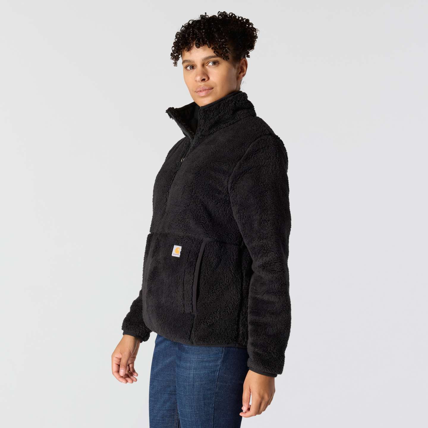 Женский свитер Carhartt Loose Fit Fleece Pullover - 3 Warmest Rating, цвет: Чёрный — фото 4