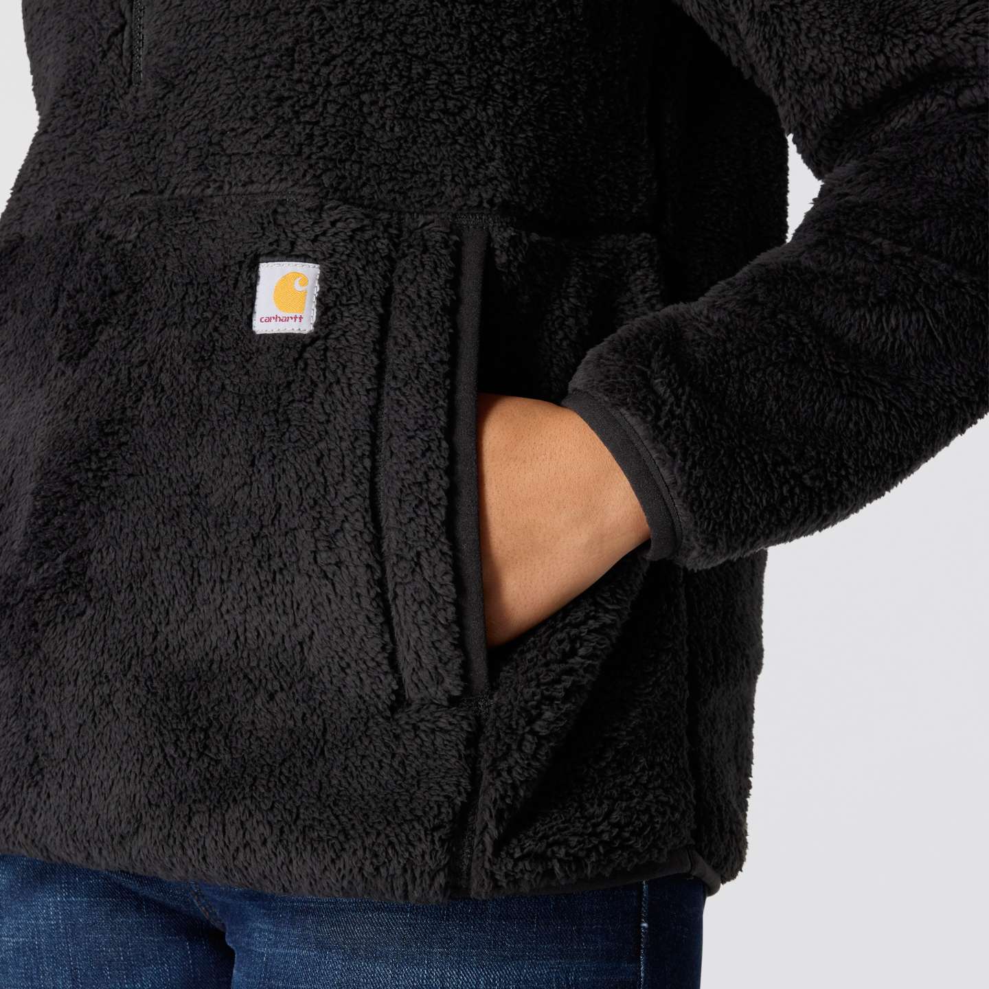 Женский свитер Carhartt Loose Fit Fleece Pullover - 3 Warmest Rating, цвет: Чёрный — фото 5