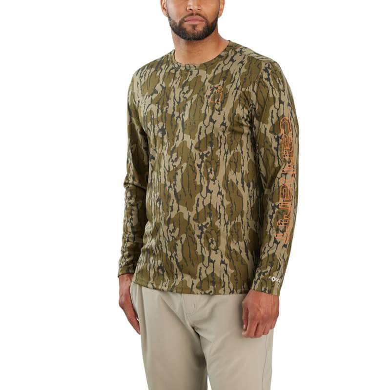 Relaxed Fit Heavyweight Long-Sleeve Pocket Camo Logo Graphic T-Shirt