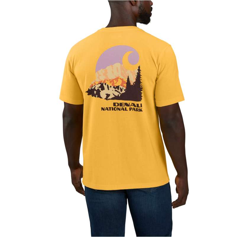 Carhartt  Vivid Yellow Heather Relaxed Fit Heavyweight Short-Sleeve Denali National Park Graphic T-Shirt