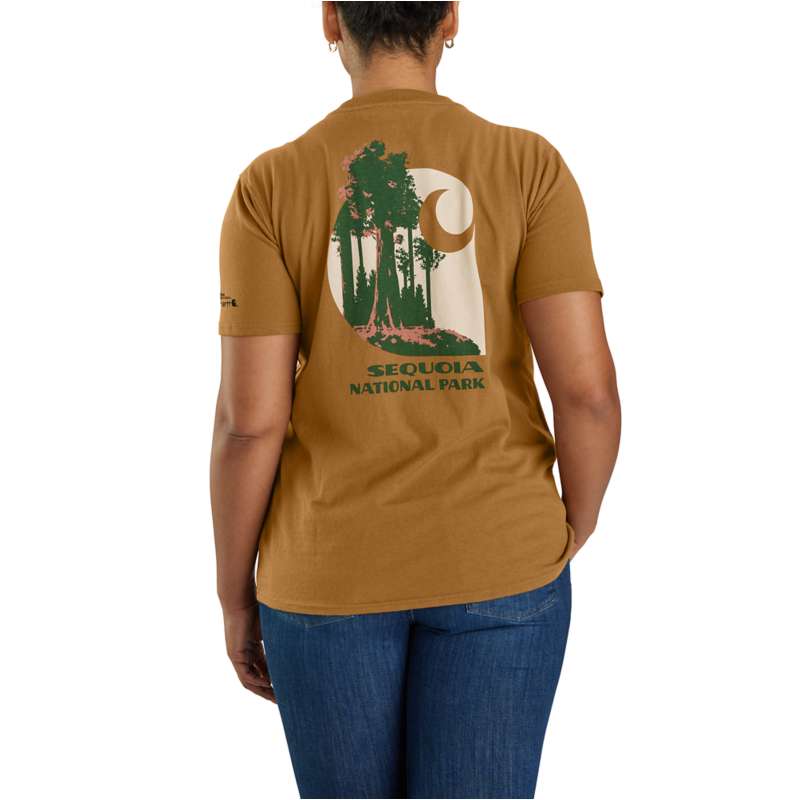 Carhartt  Carhartt Brown Women's Loose Fit Heavyweight Short-Sleeve Sequoia National Park Graphic T-Shirt