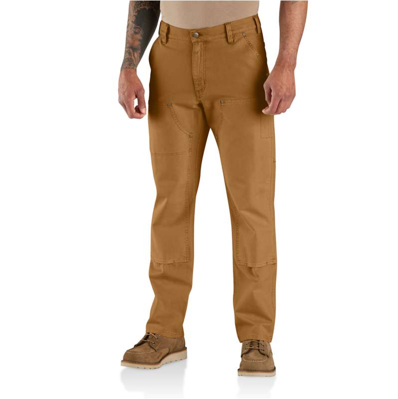 Carhartt  Carhartt Brown Rugged Flex® Relaxed Fit  Garment Dyed Duck Double-Front Utility Pant