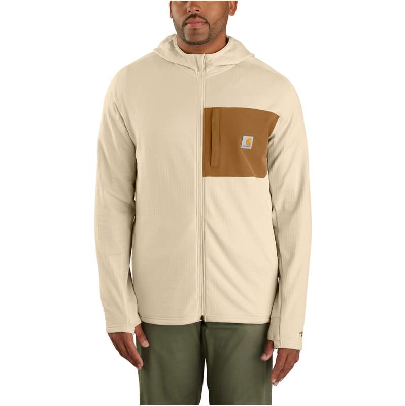 Carhartt  Oat Milk Carhartt Force® Relaxed Fit Full-Zip Long-Sleeve Hooded Shirt