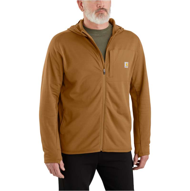 Carhartt  Carhartt Brown Carhartt Force® Relaxed Fit Full-Zip Long-Sleeve Hooded Shirt