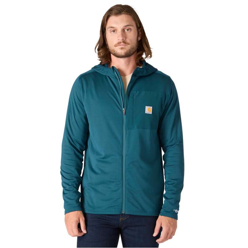 Carhartt  Greenstone Carhartt Force® Relaxed Fit Full-Zip Long-Sleeve Hooded Fleece-Lined Shirt