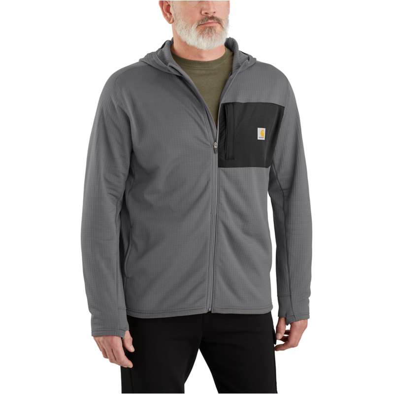 Carhartt  Steel Carhartt Force® Relaxed Fit Full-Zip Long-Sleeve Hooded Shirt