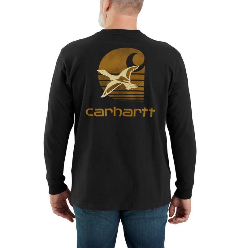 Carhartt  Black Loose Fit Heavyweight Long-Sleeve Pocket Duck Graphic T-Shirt