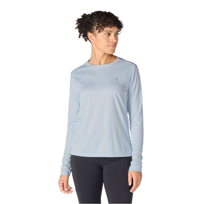 Carhartt  Blue Aura Women's Force Sun Defender™ Relaxed LS Logo T-Shirt