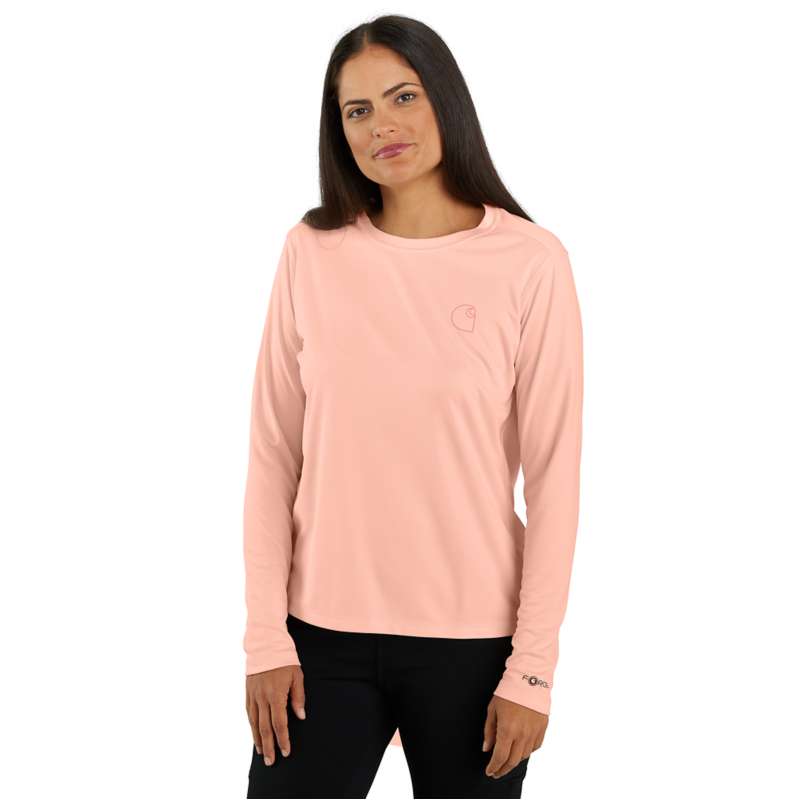 Carhartt  Tropical Peach Women's Force Sun Defender™ Relaxed Fit Lightweight Long-Sleeve Logo Graphic T-Shirt