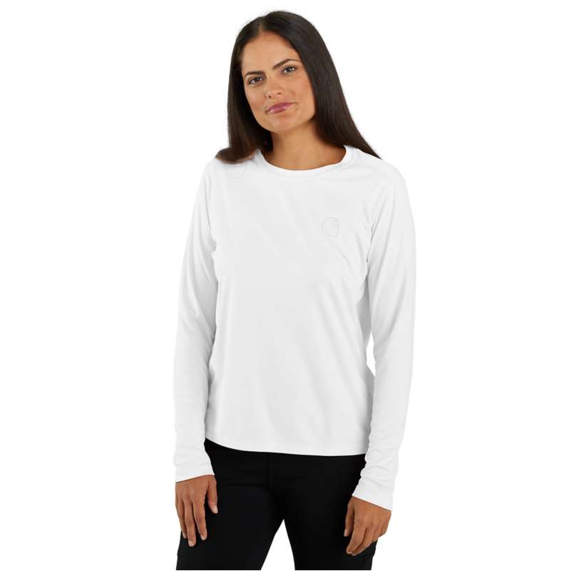 Carhartt  White/Gray Women's Force Sun Defender™ Relaxed Fit Lightweight Long-Sleeve Logo Graphic T-Shirt