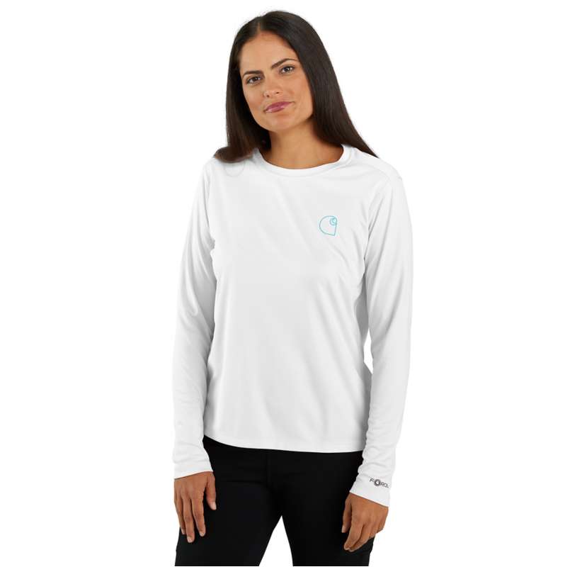 Carhartt  White Women's Force Sun Defender™ Relaxed Fit Lightweight Long-Sleeve Logo Graphic T-Shirt