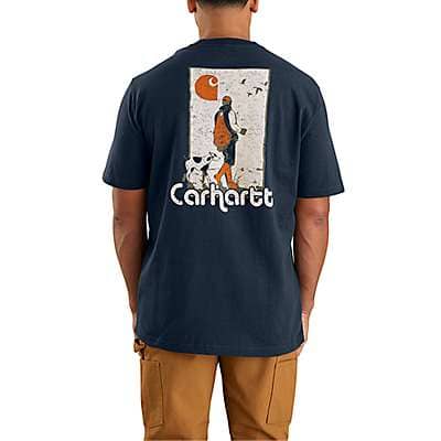 Carhartt Men's Navy Loose Fit Heavyweight Short-Sleeve Dog Graphic T-Shirt