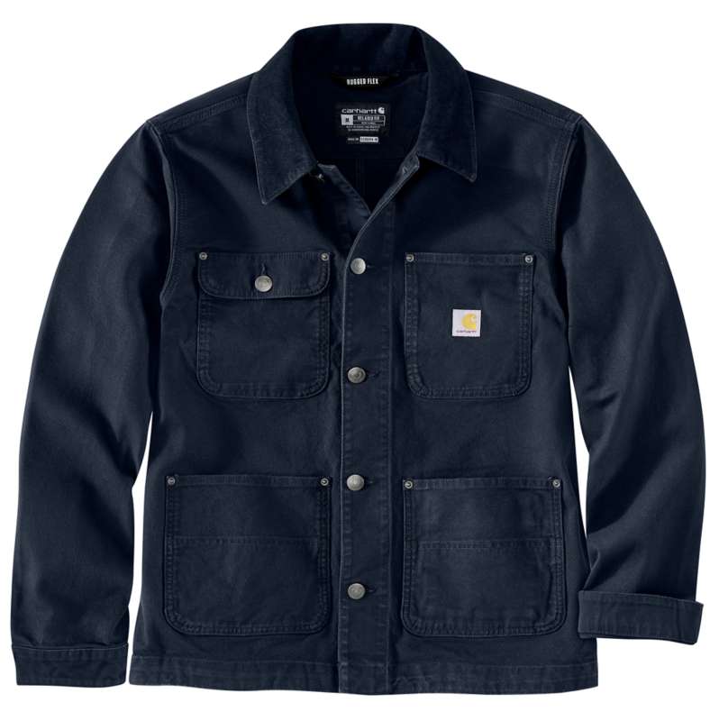 Carhartt  Navy Rugged Flex® Relaxed Fit Duck Chore Coat- 1 Warm Rating