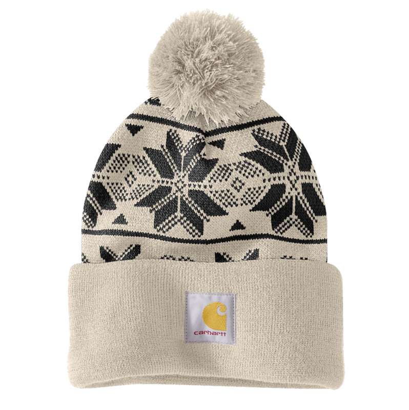 Carhartt  Oat Milk Women's Knit Pom Jacquard Beanie