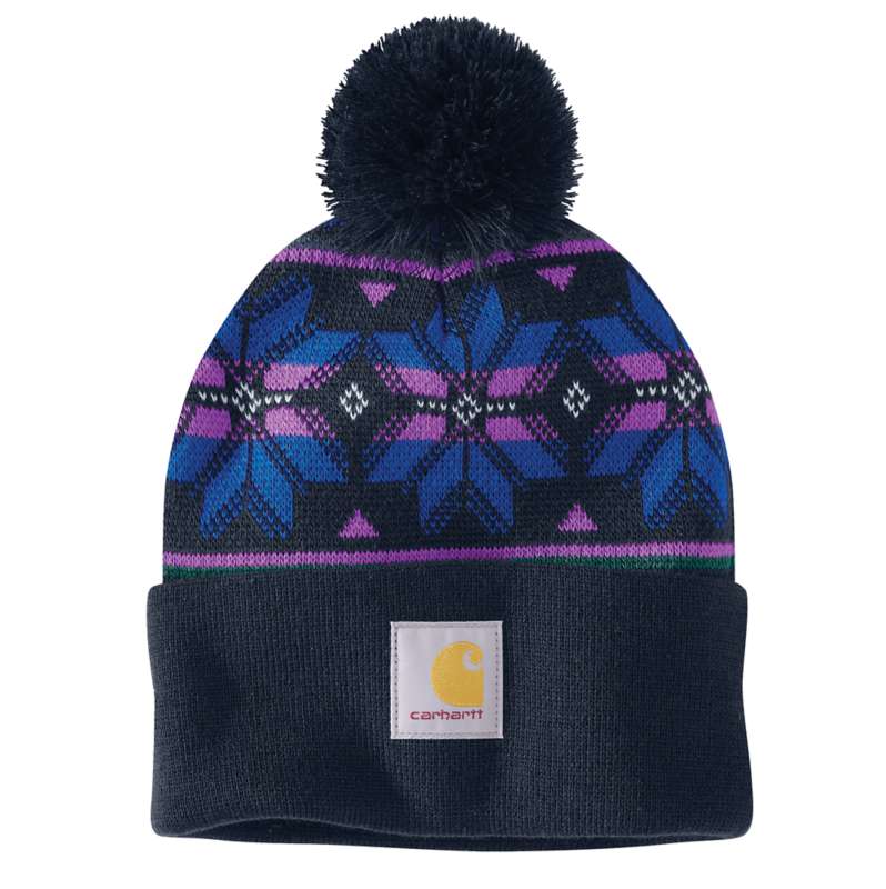 Carhartt  Navy Women's Knit Pom Jacquard Beanie