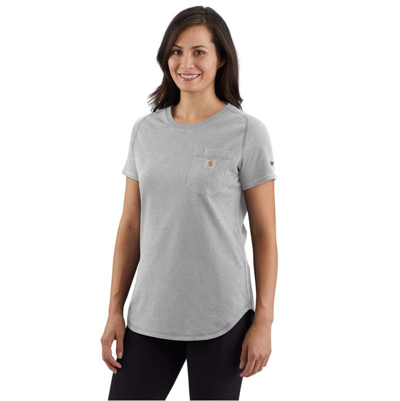 Carhartt  Heather Gray Women's Carhartt Force® Relaxed Fit Midweight Pocket T-Shirt