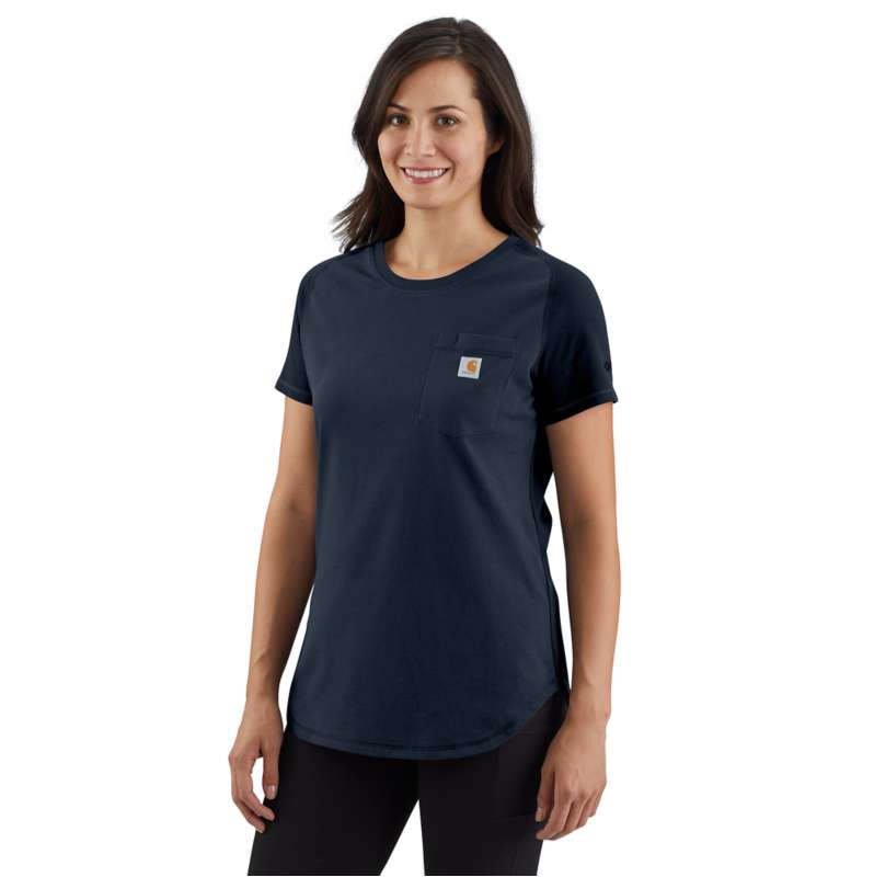 Carhartt  Navy Women's Carhartt Force® Relaxed Fit Midweight Pocket T-Shirt