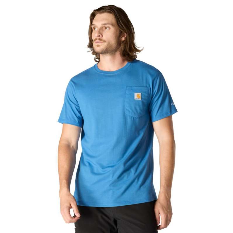 Carhartt  Dark Horizon Blue Heather Carhartt Force® Relaxed Fit Short-Sleeve Pocket T-Shirt