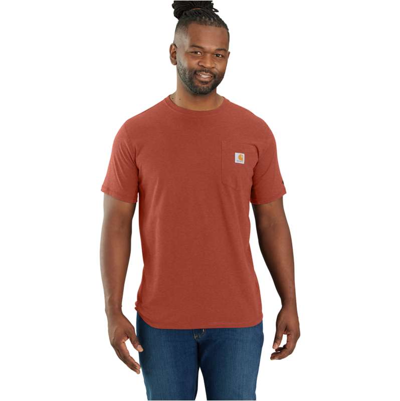 Carhartt  Saddle Red Heather Carhartt Force® Relaxed Fit Short-Sleeve Pocket T-Shirt