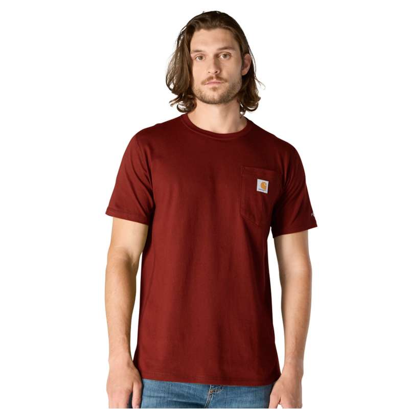 Carhartt  Dark Spice Red Heather Carhartt Force® Relaxed Fit Short-Sleeve Pocket T-Shirt
