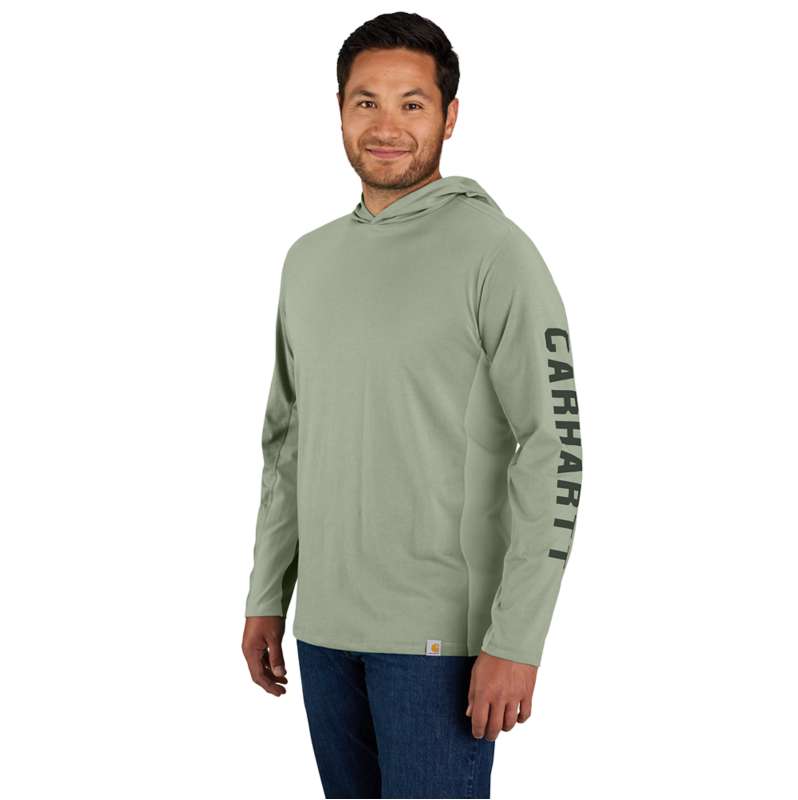Carhartt  Sage Carhartt Force® Relaxed Fit Long-Sleeve Logo Graphic Hooded T-Shirt