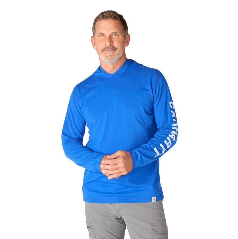 Carhartt  Electric Indigo Force Relaxed Logo Hoodie