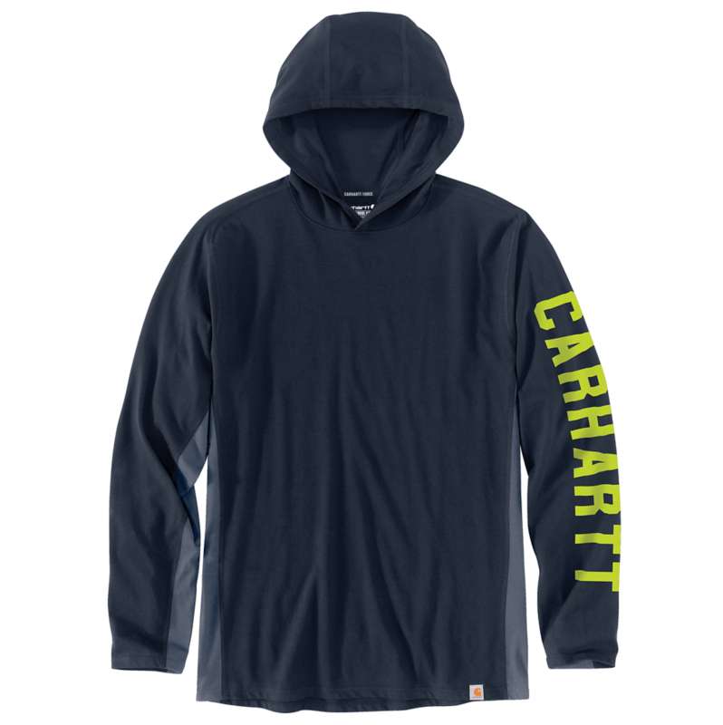 Carhartt  Navy Carhartt Force® Relaxed Fit Long-Sleeve Logo Graphic Hooded T-Shirt