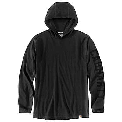 Carhartt Men's Black Carhartt Force® Relaxed Fit Midweight Long-Sleeve Logo Graphic Hooded T-Shirt
