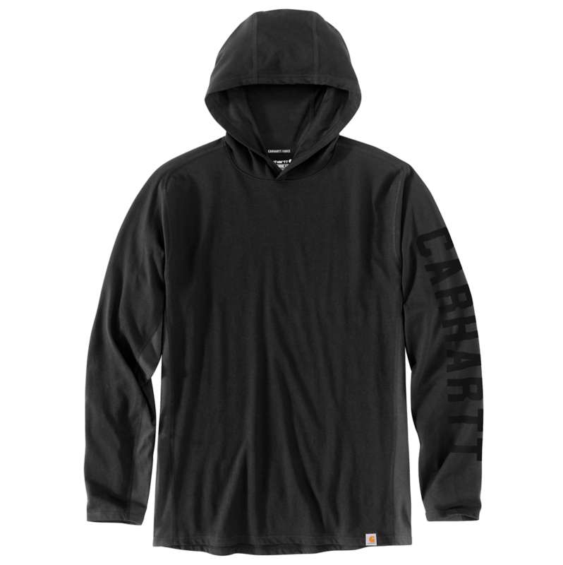 Carhartt  Black Carhartt Force® Relaxed Fit Long-Sleeve Logo Graphic Hooded T-Shirt