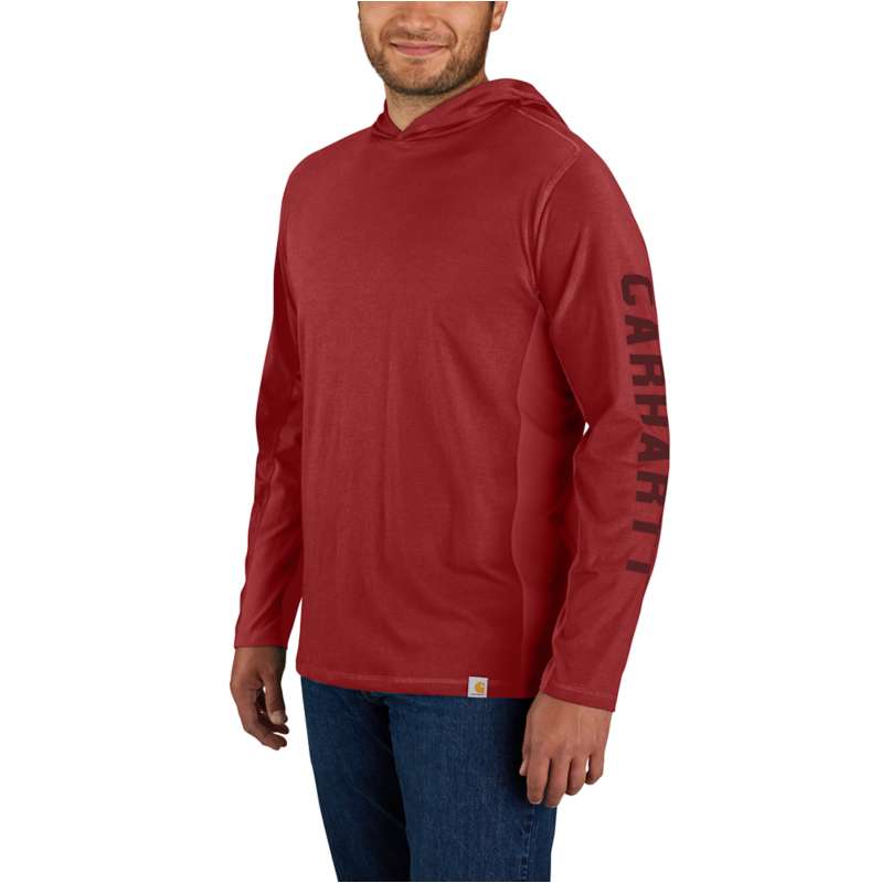 Carhartt  Crabapple Carhartt Force® Relaxed Fit Long-Sleeve Logo Graphic Hooded T-Shirt