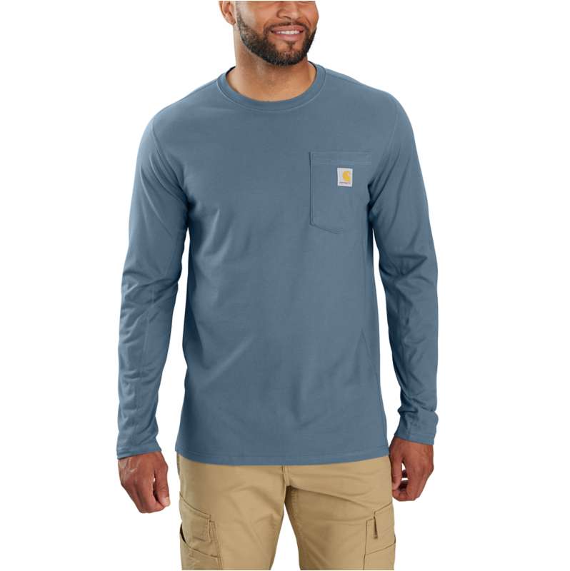 Carhartt  Thundercloud Carhartt Force® Relaxed Fit Long-Sleeve Pocket T-Shirt