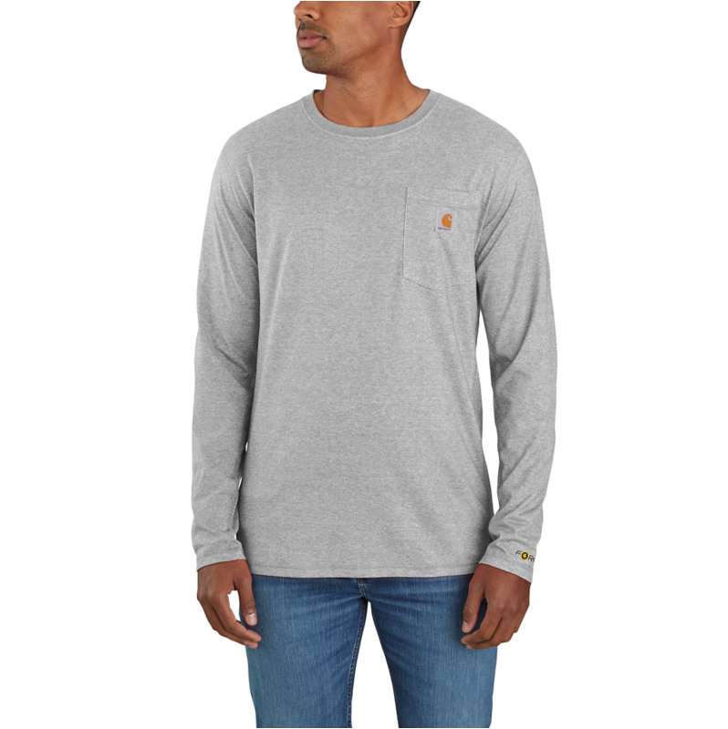 Carhartt  Heather Gray Carhartt Force® Relaxed Fit Long-Sleeve Pocket T-Shirt