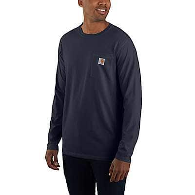 Carhartt Men's Navy Carhartt Force® Relaxed Fit Midweight Long-Sleeve Pocket T-Shirt